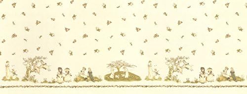KATE GREENAWAY FABRIC Vintage Style Girls in Bonnets on Cream Fabric - LEC078 Single Border - BY HALF METRE - by Lecien - 100% Cotton