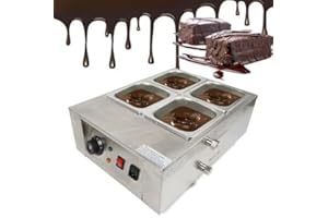 BURUIYOTEN Schoko Schmelzen Schmelzer Electric Water Heating Chocolate Melter 220V Schokoladen TemperiergeräT 4-Topf SchokoladenschmelzgeräT 4 Pot Schokolade Wasserbad Schmelztopf Schmelztiegel