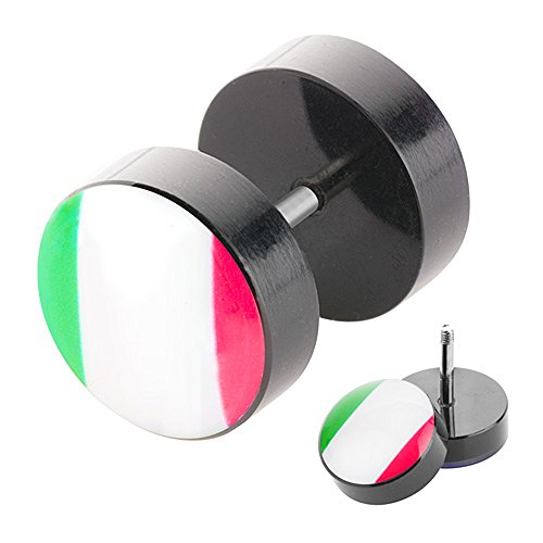 Piercingfaktor® Fake Plug Ohrringe Piercing Länder Motiv Italien 8mm