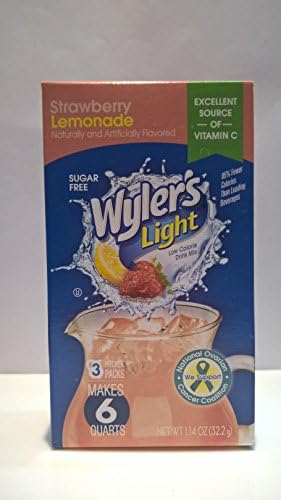 Wylers Light Strawberry Lemonade Sugar Free Drink Mix Makes 6 Quarts 32.2g