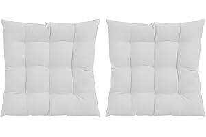 SWR GREATOYAR Cojines para Silla y Asiento, Decoración de Asiento de Jardín Casa Terraza, Cojín Decorativo con Correas de Sujeción, 9 Pespuntes, Fabricado en España, 40 x 40 x 3.5 cm, Pack 2, Crema