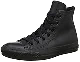 converse chucks hi leder weiss Logo Patch in Knöchelhöhe Converse Chucks Taylor All Star Hi Leder, Unisex - Erwachsene Sneaker, Schwarz (Black Mono 001), 44.5 EU