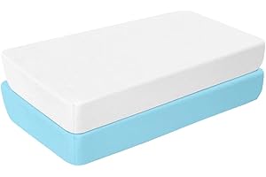 ‎AMINATA BALANCE Spannbettlaken 40x90 cm Baby Baumwolle für Wiege und Stubenwagen 2er Set - Doppel-Pack - weiß hellblau - mit Gummizug weiches Jersey-Strech für perfekte Passfom an den Ecken - Jungen & Mädchen
