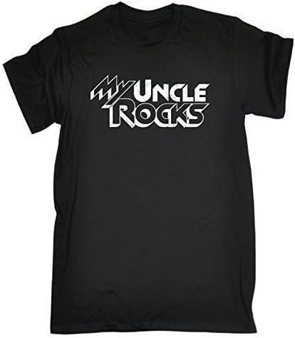 123t Slogans Kids Boy's Girl's MY UNCLE ROCKS (L-Age-9-11 - BLACK) T SHIRT