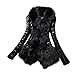 Produktbild Bekleidung Hirolan Frau Faux Pelz Halsband Mantel Dick Jacke Lange Hülse Mantel PU Leder Warm Parka Neu Designer Winterjacke Damen Schwarz (XXXL, Schwarz)
