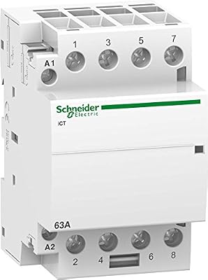 Schneider Electric A9C20864 iCT contacteur, Acti9, 63 A, 4NO, 220-240VCA, 50 Hz, Blanc