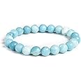Natural Larimar Stone Beaded Bracelet Women Fashion Blue Sea Striped Round Beads Bracelets Trendy Charm Stretch Bangles Female For Friend Gifts