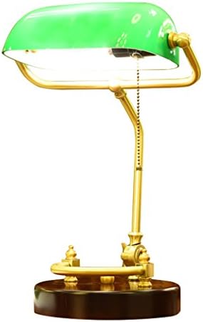 AJZGF Nordic creative lamp Classic Antique Banker Desk Lamp with Wooden Base and Green Glass E27 Table lamp