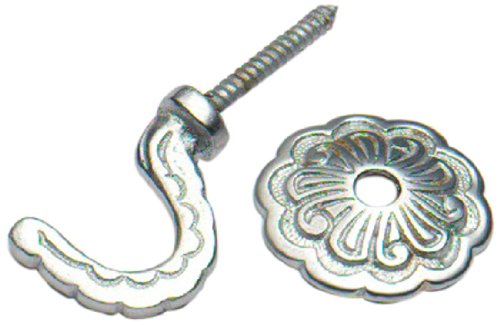 Merriway® BH01639 (2 Pcs) Rosette Curtain Drapery Hold Back Tie Back Hooks with Back Plate, 35mm (1.3/8 inch) Satin Chrome Plated - Pack of 2 Pieces