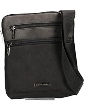 Umgehängt Mann Pierre Cardin schwarz Aus Leder Tasche Platt Bandelier VF8