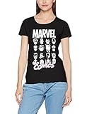  Marvel Comics Multi Heads Ladies Camiseta, Negro (Black 001), 40 (Tamaño Fabricante:Medium) para Mujer