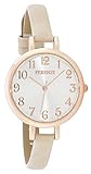 Ferenzi Frauen | Elegante Rose Gold-Ton Beige Faux-Leder Uhr | FZ15510