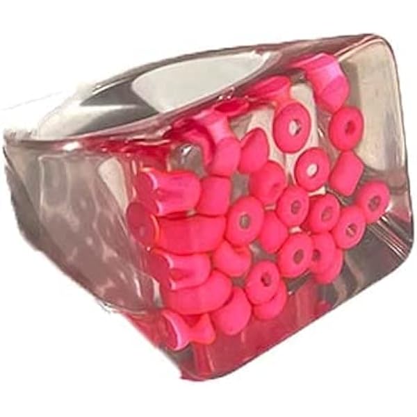 Gierzijia Lot De 5 Bagues En Résine Transparente Avec Fleurs Sèches, Tendance Géométrique Rétro En Acrylique Transparent, Bijoux De Fête élégants Faits à La Main (id 1,7 Cm), Taille Unique, Résine