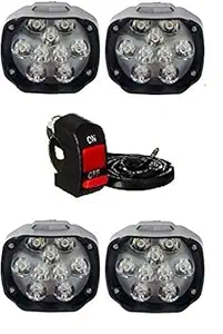 Petrox 9 Led White Bike Led Light Driving Waterproof Headlights Fog Lamp Lighting Accessories Anti-Fog Spot Light Auxiliary Headlight with Switch For All Bikes and Cars.