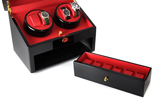 Klarstein Old Marshall Uhrenbeweger Uhrendreher Uhrenbox (für 10 Automatikuhren, mehrere Bewegungs-Modi, abschließbare Schublade, leise) schwarz-rot - 2