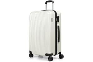 FOSANI Medium Suitcase |Aluminium Telescopic Handle | Lightweight | Hard-Shell Suitcases |3 Digit Combination Lock | 4 Silent Dual Spinner Wheels (White, Medium 24'')