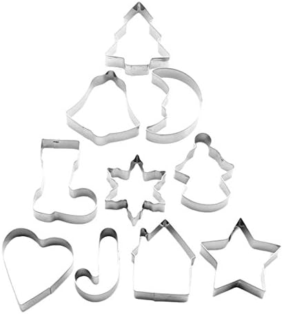 BeautyBouse Stainless Steel 3D Christmas Tree Series Cookie Cutter Set DIY Cake Biscuit Dessert Baking Molds Tools