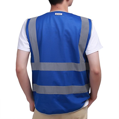iiniim Unisex Reflektierende Sicherheitsweste Warnweste Verkehrswarnweste Baustellenweste mit Taschen M L XL XXL - 2