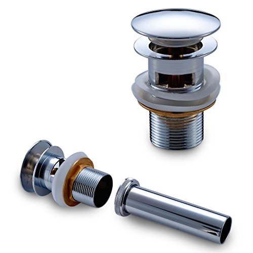 Auralum® Hochwertig Pop up Ablaufgarnitur mit Überlauf Push-open-Technik Stöpsel Ablaufventil Abfluss Ventil für Waschbecken Waschtisch Spültisch