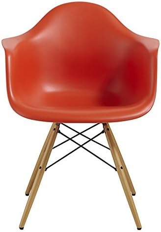 inspired Eiffel Dining Office Lounge Chair Panton Chrone Wood Legs (Red)
