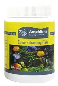 Amphitrite Dry Fish Food, Color Enhancing Flake Complete Diet for Tropical Fishes, Ornamental Fishes and Aquatic Species - 40g