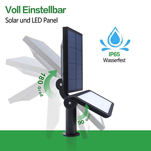 COOWOO 2x LED Solar Garten Beleuchtung IP65 Solarbetriebenes Outdoor Spotlight, Wasserdichte Spotbeleuchtung für Haus, Hinterhöfe, Garten, Rasen und Balkon - 4