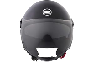 BHR Casco Demi-Jet 840 DUAL SHIELD - Casco Scooter Doppia Visiera Omologato ECE 22.06 con Visierino Interno Parasole e Sgancio Micrometrico - Nero Metallizzato XXL