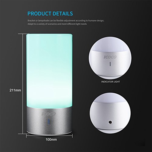 Touch Sensor Bunt Atmosphäre Emotionale Nacht Licht, ICOCO Dimmbares Bedside Lampe Tischlampe Schreibtischlampe RGB Schreibtisch Licht Nachttischlampe für Kinderzimmer&Schlafzimmer - 5