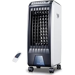 SL&LFJ 4 Fan de roulettes Roues climatisation,Ventilateur télécommande climatisation Petit Mobile Home Silencieux Cooler humidification Vertical Refroidisseur d'air de Refroidissement-Noir