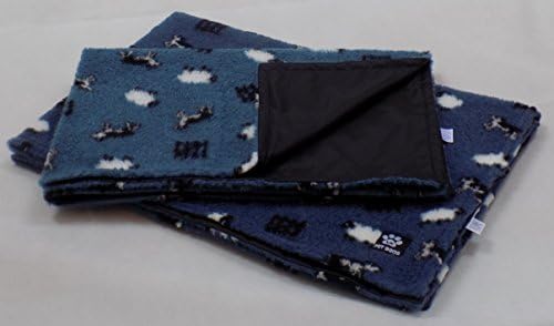 UK Pet Beds Thick Waterproof Backed Sherpa Fleece Pet Blankets Large Blue Sheep