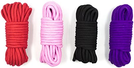 4 Pack 10 Meters Soft Twisted Cotton Rope by Webersky (Black + Red+Pink + Purple)