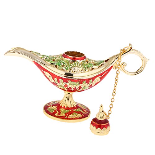 MagiDeal Wunderlampe aus der Aladdin Legende, Öllampe Sammlerstück, Gold & Mehrfabig - 7