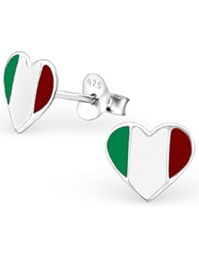 JAYARE Kinder-Ohrstecker Italien 925 Sterling Silber Emaille 8 x 9 mm mehrfarbig bunt Ohrringe