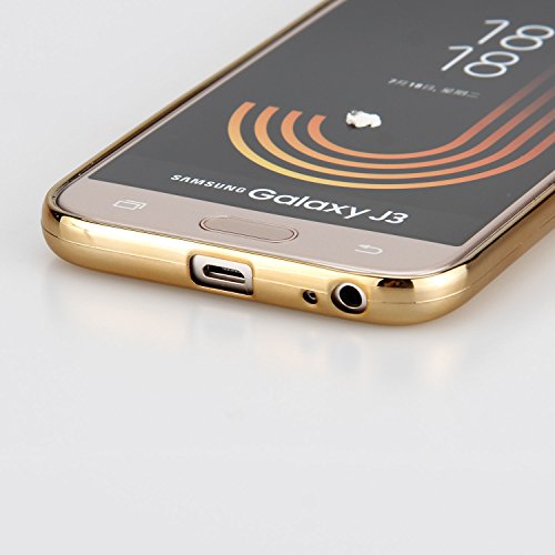 Ambaiyi Ultra Delgado Protecci  n Carcasa Bling Transparente Gel TPU Silicona Funda para Samsung Galaxy J3 2017 SM J330F   Android 7 0     dorado