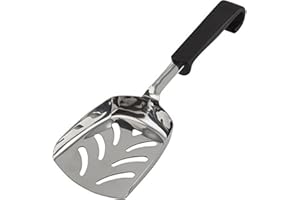 Genware 577-12 Stainless Steel Chip Scoop with Plastic Handle, Black