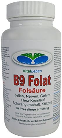 B9 FOLAT Complete Vitamin B Complex 100% of the Daily Needs, Folic Acid, 90 Pellets A 300mg, # 25655