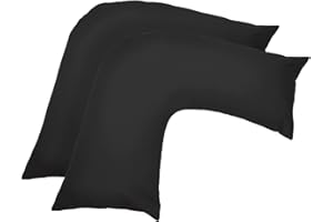 GHAZLAN V Shaped Pillow Case Cover - 2 Pack Poly-Cotton Orthopedic Pillowcase To Fit V shape pillows For Back, Neck & Leg Support in Pregnancy, Maternity & Orthopaedic - Body Support Pillow… (Black)