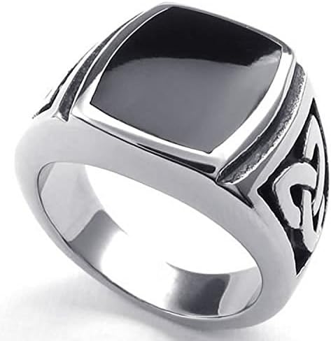 Kstyle Jewelry Mens Stainless Steel Ring, Celtic Knot Signet, Black Silver R752 (13)