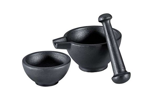Zassenhaus 0000076073 Mörser-Set 3 teilig, Gusseisen, schwarz
