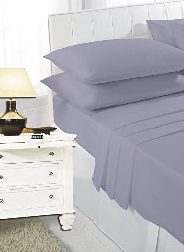 y3m Luxury Plain Dyed Fitted Sheet New Bed Cover Bedding Set with PILLOWCASE (GREY, SINGLE)