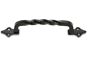 Amig - Poignée - Modèle 1002 - Fabriquée en acier - Quincaillerie rustique - 130 mm - Sans plaque - Vis incluses - Finition : Noi