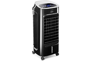 oneConcept Coolster - 4-in-1-Luftkühler: Ventilator, Ionisator, Luftbefeuchter, 60 W, Luftstrom: 320 m³/h, 3 Luftstromgeschwindigkeiten, 4 Liter Wassertank, Timer, leise, mattschwarz