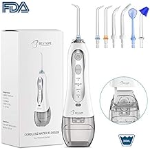 BESTOPE Water Flosser for Teeth Professional Cordless Oral Irrigator with 300ml Reservoir and 6 Jet Nozzles 3 Water Pressure USB Rechargeable Dental Floss