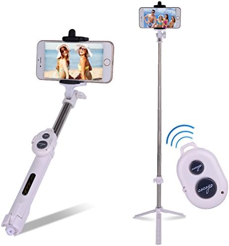 Artmark Bluetooth Wireless Selfie Stick With Mini Tripod ,Foldable Extendable Selfie Stick Monopod Remote Control Fits for iPhone 6s/6/6 Plus And More Smartphones (White)