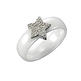 Jacques Lemans Damen Ring 925/- Sterling Silber mit Keramik und Zirkonia 925/- Sterling Silber Glänzend weiß 490270021