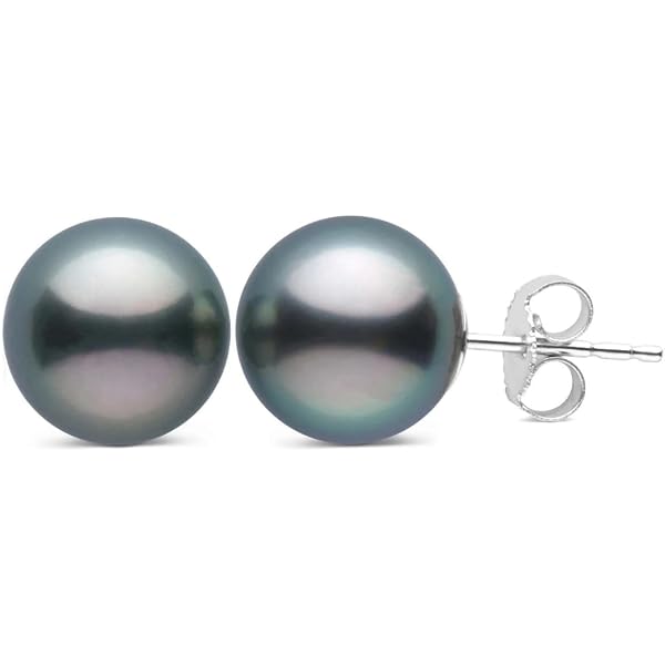 Boucles D'oreilles Dormeuses Argent Sterling Perle Noire Tahiti Et Grenat - ROSEMIMOSA