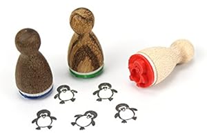 ‎STEMPLINO Stemplino Ministempel: Motiv Peggy Pinguin, 12mm Durchmesser, Holzstempel Für Kinder, Bullet Journal
