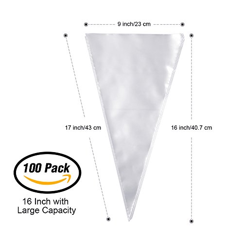 Kootek 100 Einweg Spritztüten Spritzbeutel für Spritztüllen Set, Spritzbeutel Tüllen, Torten Deko aus Stärker und Dicker Material (33CM) - 6