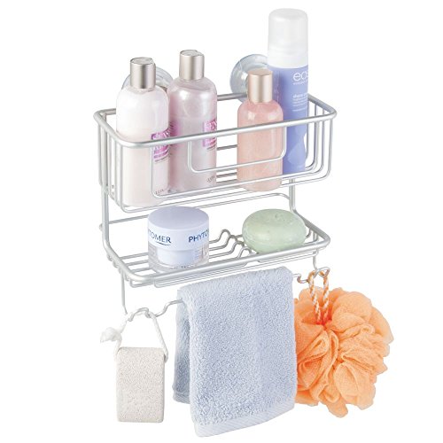 InterDesign 20970EU Metro Rostfreier Zweistöckiger Turn-N-Lock Aluminium-Korb für Shampoo, Conditioner, Seife, Metall, silber, 26,67 x 13,34 x 26,54 cm - 3