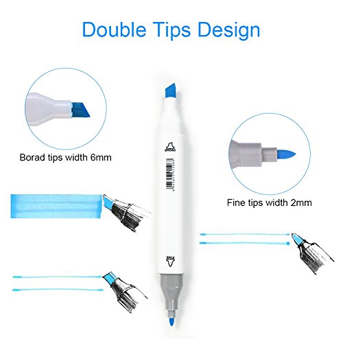 Yosoo Marker Stift Set Doppelspitze Textmarker in verschiedenen Farben für Zeichnen und Malen - 3